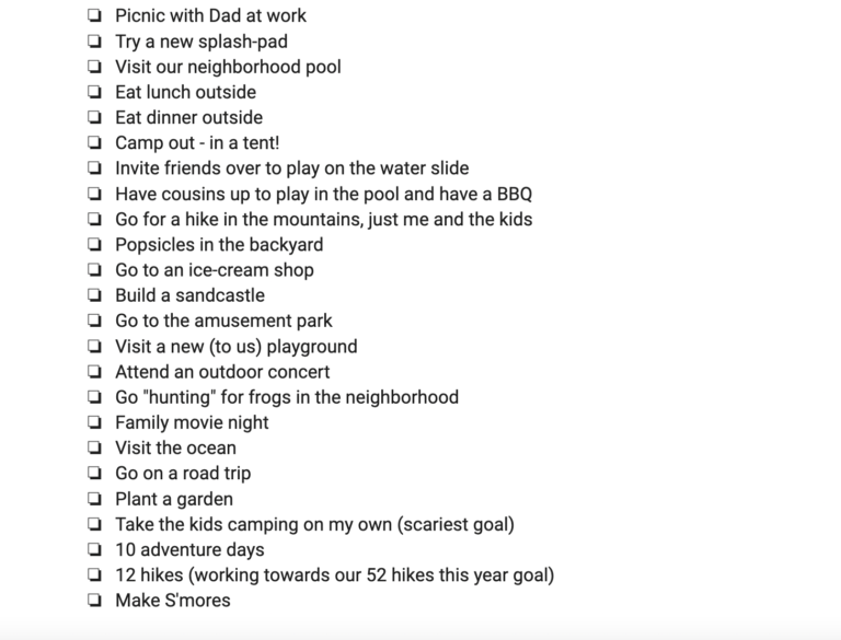 Summer Bucket List 2022